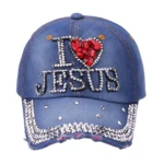 Rhinestone Denim Summer Cap for Women Adjustable Hip Hop Hat 5 | PricZone