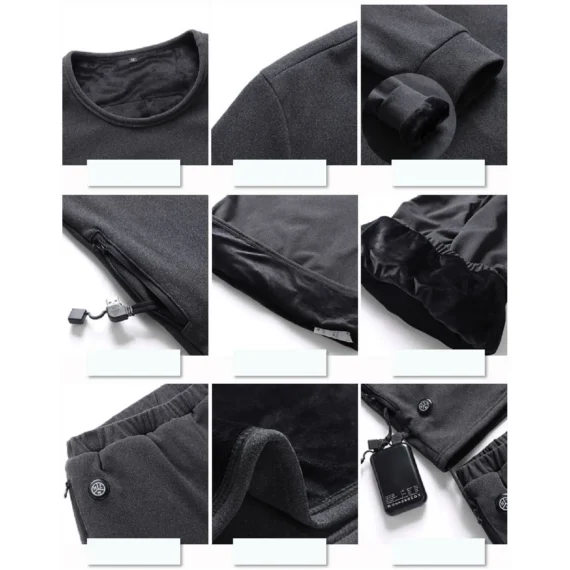 USB Heated Thermal Fleece Set Winter Warmth 6 | PricZone