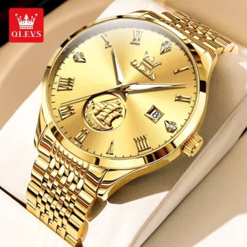 Gold Sailboat OLEVS Luxury Watch - Waterproof & Automatic