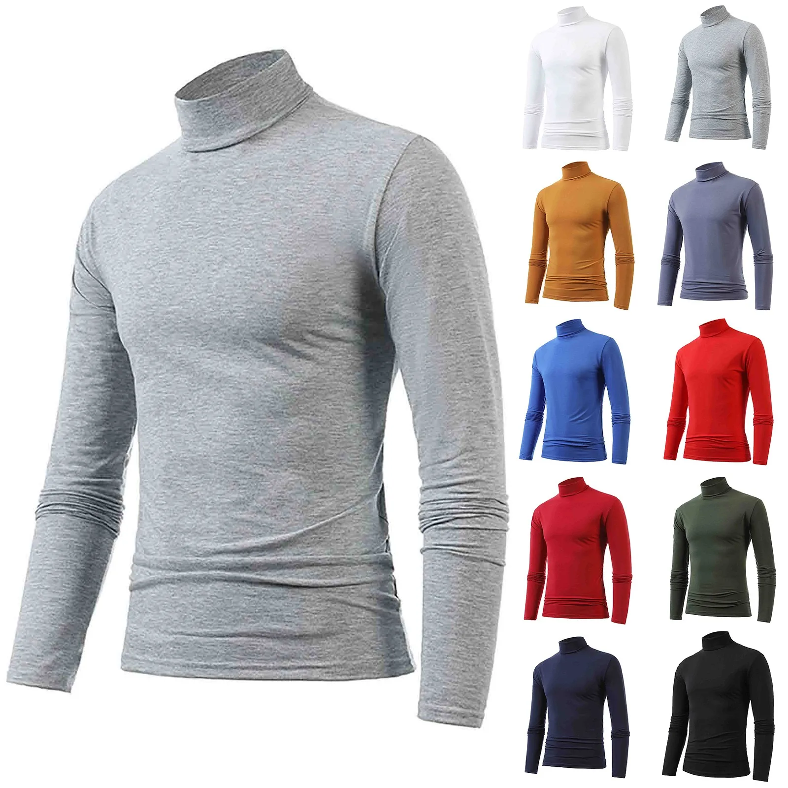 Thermal High-Collar Mens T-Shirt for Winter Warmth