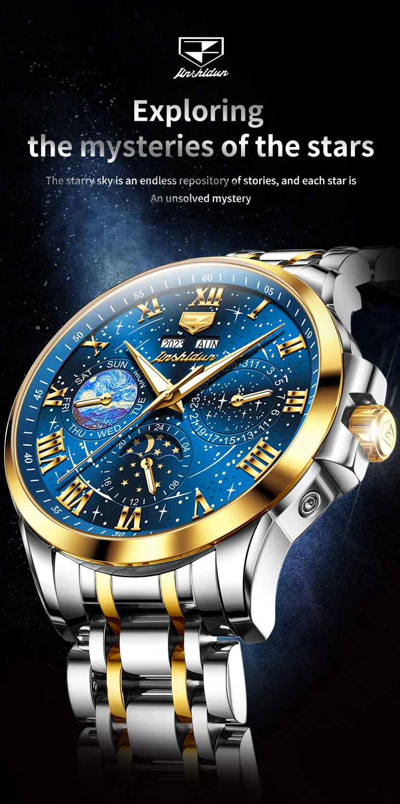 Starry Sky Moon Phase Luxury Watch - Waterproof Auto