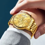 Golden Luxury Quartz Watch Waterproof Stainless 3 | PricZone