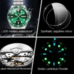 Luxury Green Diver Watch OUPINKE Automatic Timepiece 6 | PricZone