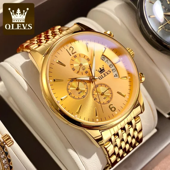 Golden Luxury Quartz Watch Waterproof Stainless | PricZone