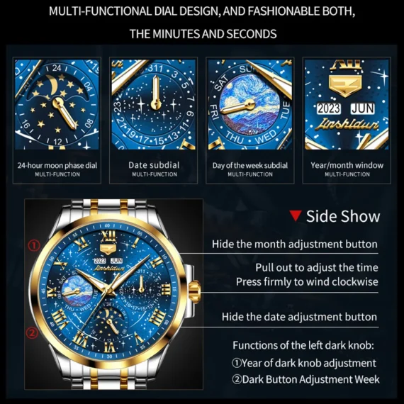 Starry Sky Moon Phase Luxury Watch Waterproof Auto 4 | PricZone