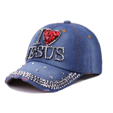 Rhinestone Denim Summer Cap for Women - Adjustable Hip Hop Hat