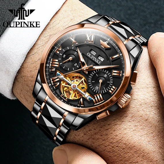 2023 OUPINKE Tungsten Luxury Skeleton Mens Watch 5 | PricZone