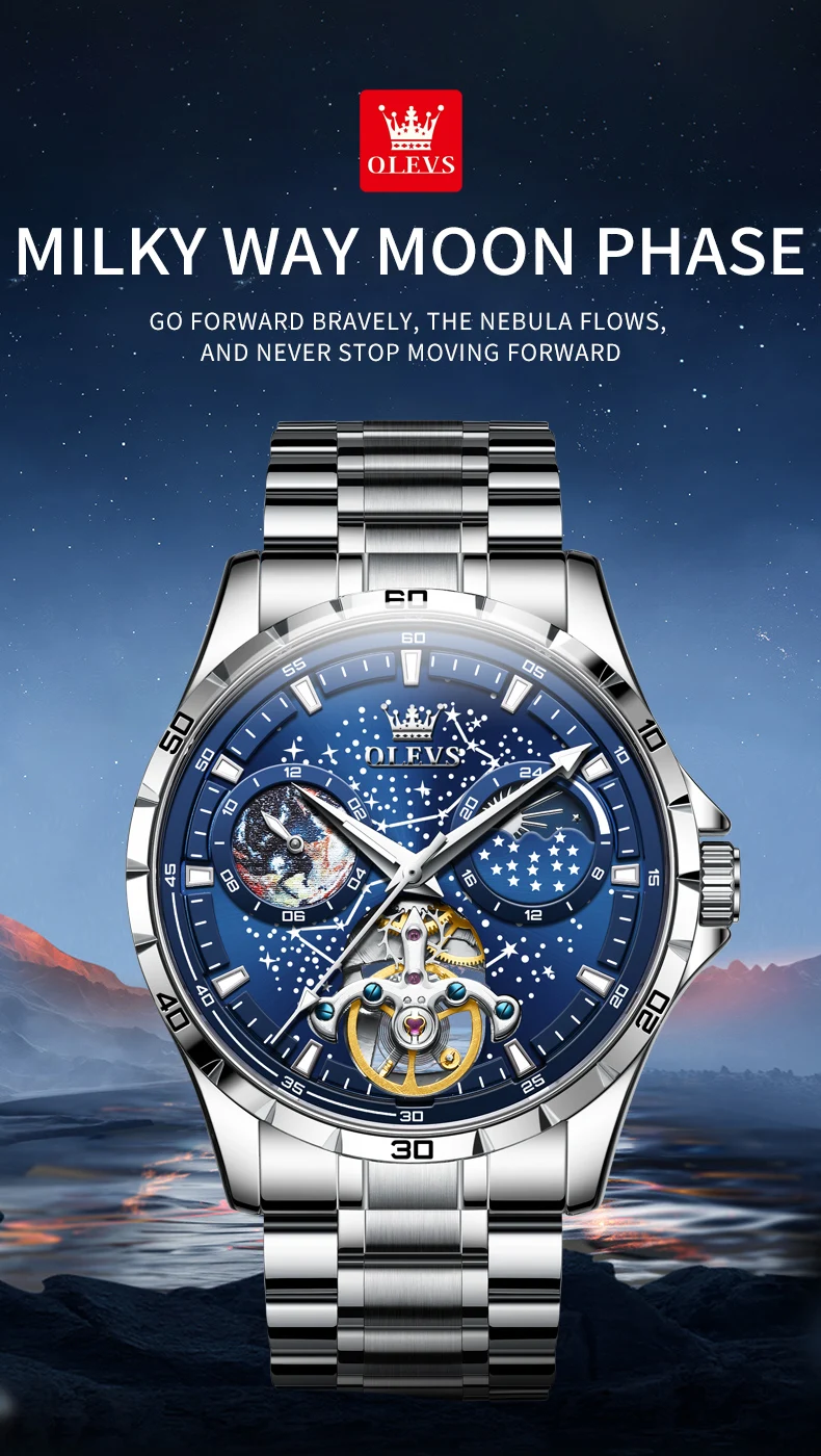 Starry Night Moon Phase Watch - OLEVS Automatic