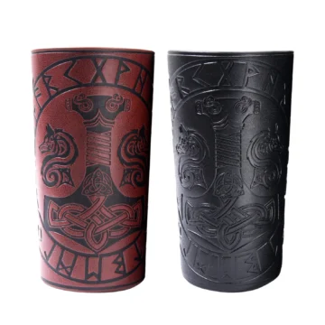 Viking Leather Arm Bracers for Cosplay Embossed Design 2 | PricZone Viking Leather Arm Bracers for Cosplay Embossed Design 2 | PricZone