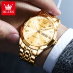 Gold Quartz Mens Watch Waterproof Luminous Luxury 3 | PricZone