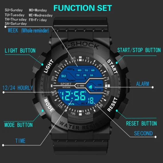 Luminous 7 Color Sports Watch for Men Fashion Gift 5 | PricZone