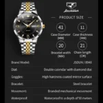 Golden Luxury Watch JSDUN 8948 Auto Date 5 | PricZone