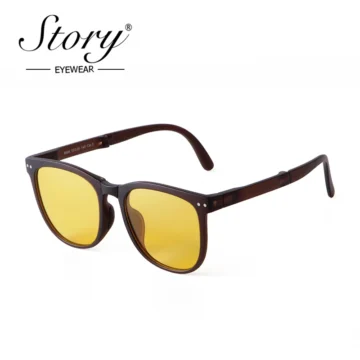 Collapsible Round Polarized Shades: TR90 Yellow Rivet 1