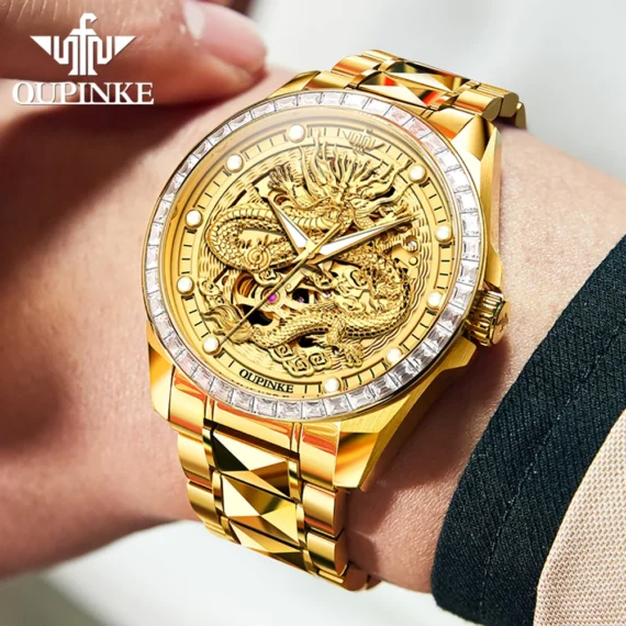 Luxury Golden Dragon Mens Watch OUPINKE 3276 Automatic 6 | PricZone