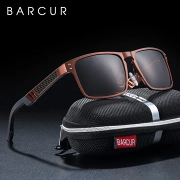 Vintage Square Polarized Sunglasses by BARCUR for Sports & Style 2