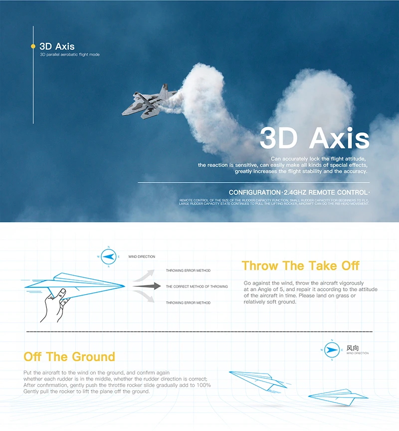 F22 Raptor RC Airplane 6-Axis Gyro RTF - 2.4GHz 3CH