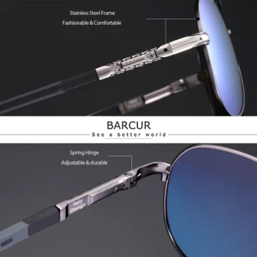 UV400 Polarized Unisex Sunglasses by BARCUR for Safe Driving 2