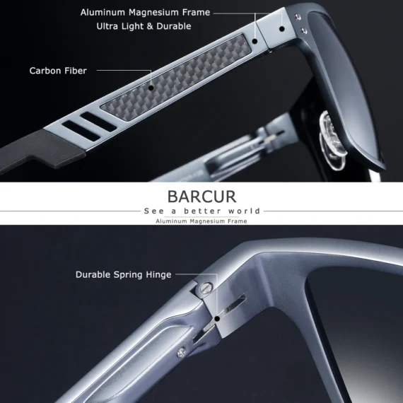 Vintage Square Polarized Sunglasses by BARCUR for Sports Style 3 | PricZone