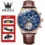 OLEVS Auto Skeleton Watch Waterproof & Leather Strap