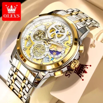 Gold Skeleton Quartz Watch Waterproof & Luxurious 2