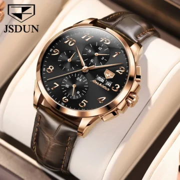 Luxury JSDUN Chronograph Watch Waterproof Leather 1