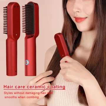 Rechargeable 2-in-1 Hair Straightener Brush & Curler 2