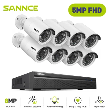 SANNCE 8CH 5MP POE Camera Kit with Audio 8MP NVR 1 | PricZone