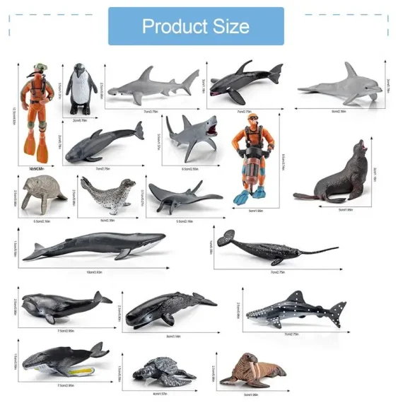 20 Piece Ocean Animal Figurines Toy Set for Cake 6 | PricZone