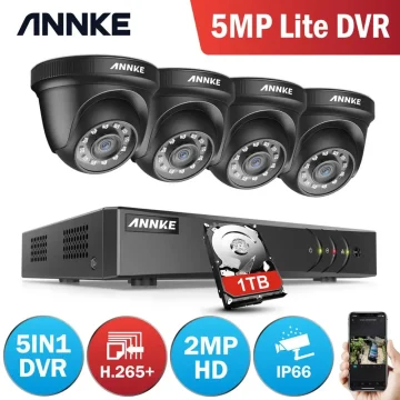 ANNKE 1080P 4pc HD-TVI Dome CCTV Camera Kit with DVR 1