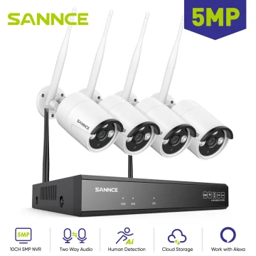 10CH 5MP SANNCE Wireless Security System + 4 IP Cameras 1