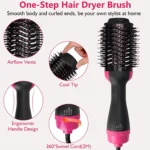 Ionic Hair Dryer Brush Hot Cold Air Styler Comb 2 | PricZone