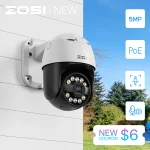 ZOSI 5MP PoE Security Camera PTZ Outdoor Audio AI Face Vehicle Detect Starlight Night Vision CCTV Video Surveillance IP Cam C296 1 | PricZone