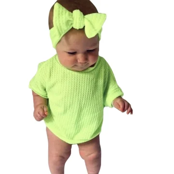 Baby Summer Outfit Set with Headband for 0-24 Months 1