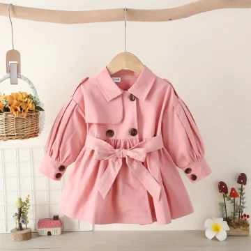 Baby Girls Coats Jackets Casual Fashion Girls Windbreaker for Infant 1-3 Years Trench Outerwear Long Sleeve Baby Girls Clothing 2