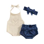 Summer Infant Knit Romper Denim Set with Accessories 6 | PricZone