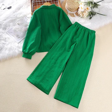 Girls Green Top & Pants Set for Autumn Ages 8-12 2