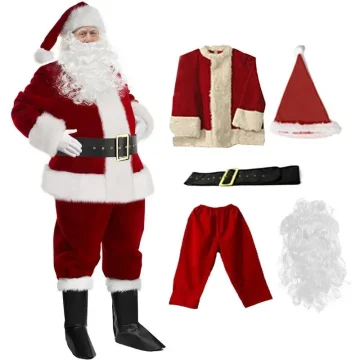 Santa Claus 5 Piece Velvet Suit with Accessories 1