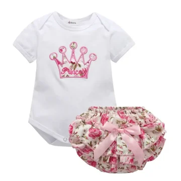 2pc Summer Romper Set for Baby Girls 0-18M 1