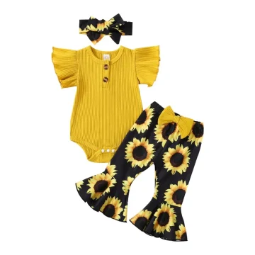 Sunflower Set for Baby Girl 0-18M with Headband 1