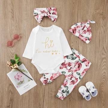 Spring Baby Girls 4-Piece Casual Outfit Set 2