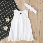 Lace Bowknot Princess Dress Set for Newborn Girls 3