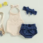 Summer Infant Knit Romper Denim Set with Accessories 1 | PricZone