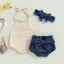 Summer Infant Knit Romper & Denim Set with Accessories