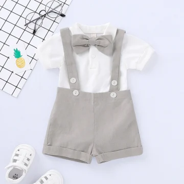 Boys Baptism Gentleman Suit with Bow Tie  Suspender 2 | PricZone