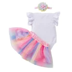 Newborn Easter Dress Set Romper Rainbow Skirt 2 | PricZone