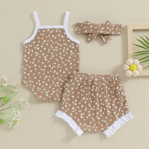 Floral Print Baby Girl Summer Outfit Set 3Pcs 5 | PricZone