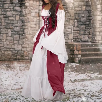 Renaissance Medieval Irish Costume Over Dress Womens's Medieval Renaissance Costume Cosplay Christmas Halloween Party Dress 2