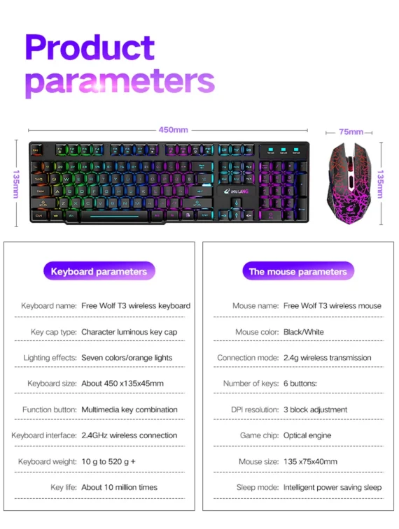 Wireless RGB Gaming Keyboard and Mouse Combo 6 | PricZone