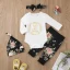 Newborn Girl 4-Piece Outfit Set Romper Pants Cap Headban