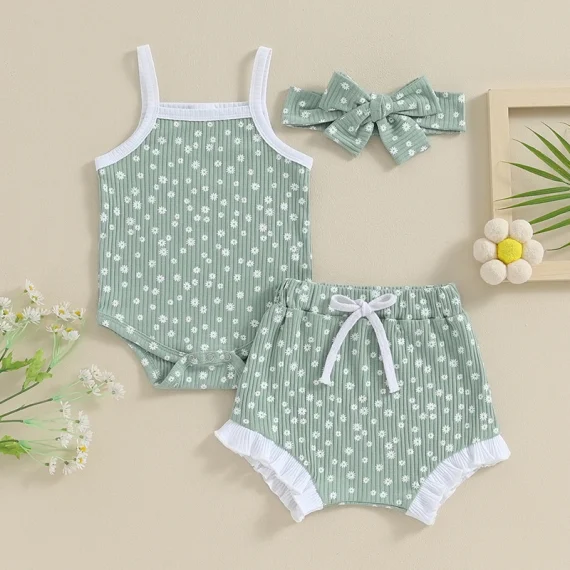 Floral Print Baby Girl Summer Outfit Set 3Pcs 3 | PricZone